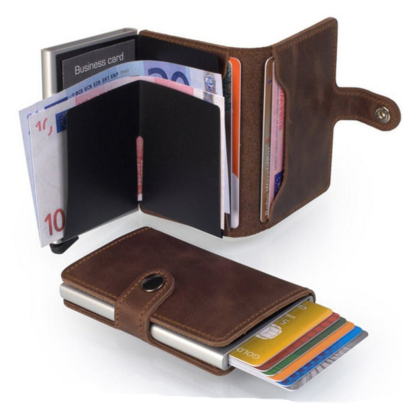 self-elastic card leather wallet