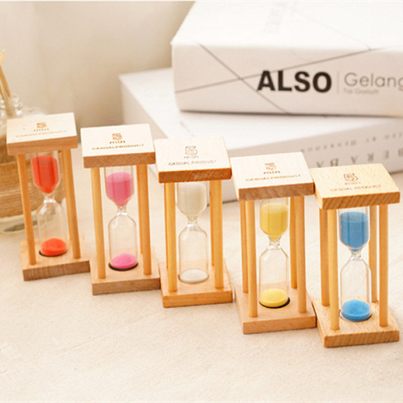 wooden base glass hourglass