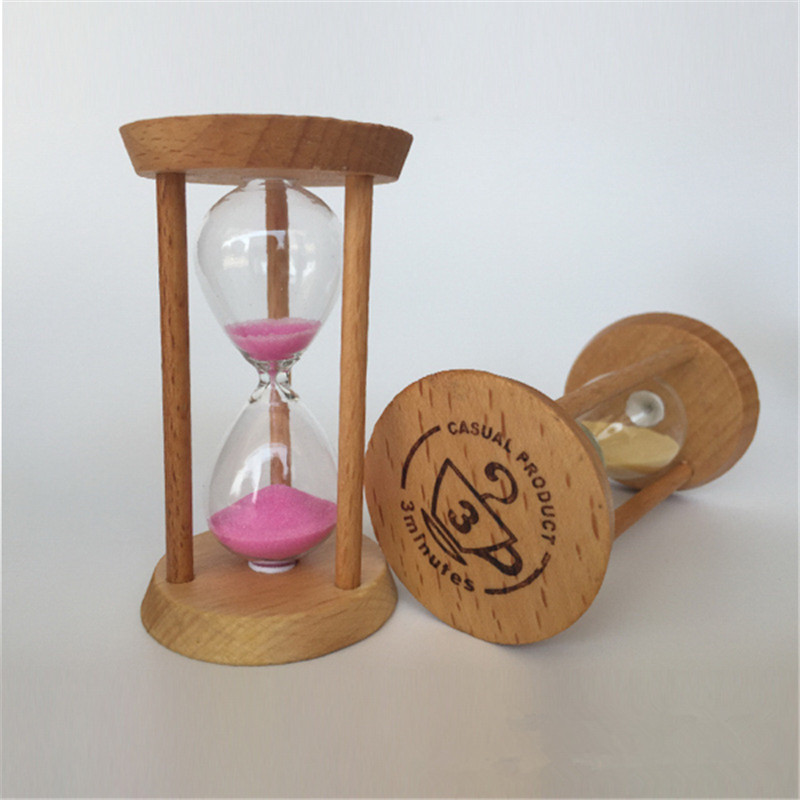 Creative wooden base glass hourglass