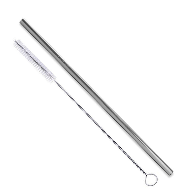 Silver Stainless Steel straw with brush set