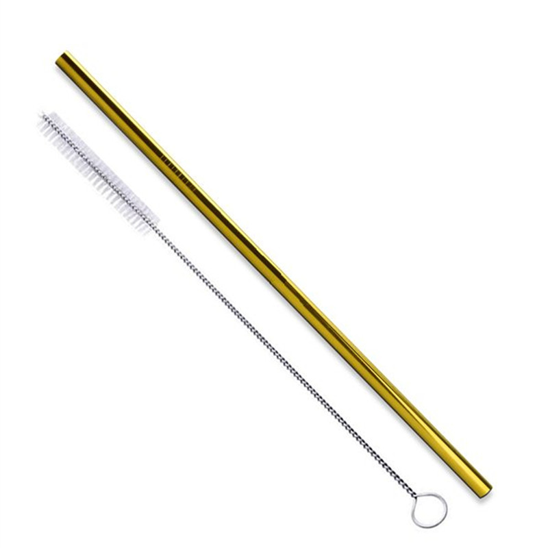 Gold Stainless Steel straw with brush set