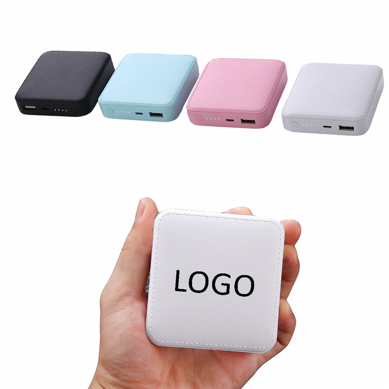 Square Leather Cover 4800mah Power Bank 