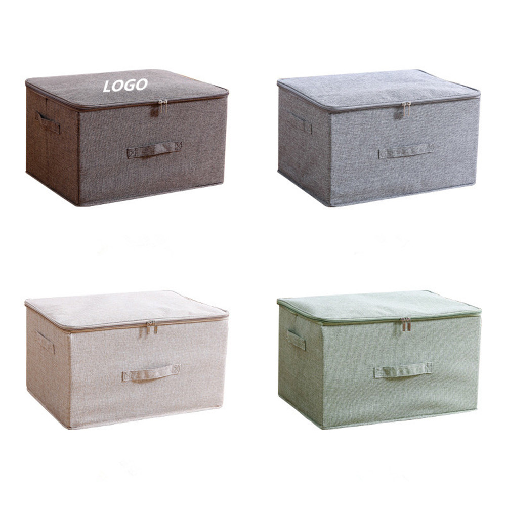 Foldable Storage Bin Cube with Zipper Lid and Handles