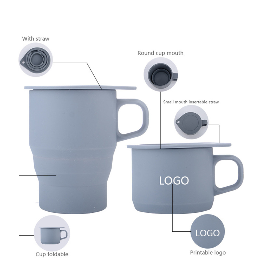 Collapsible Coffee Mug W/Straw