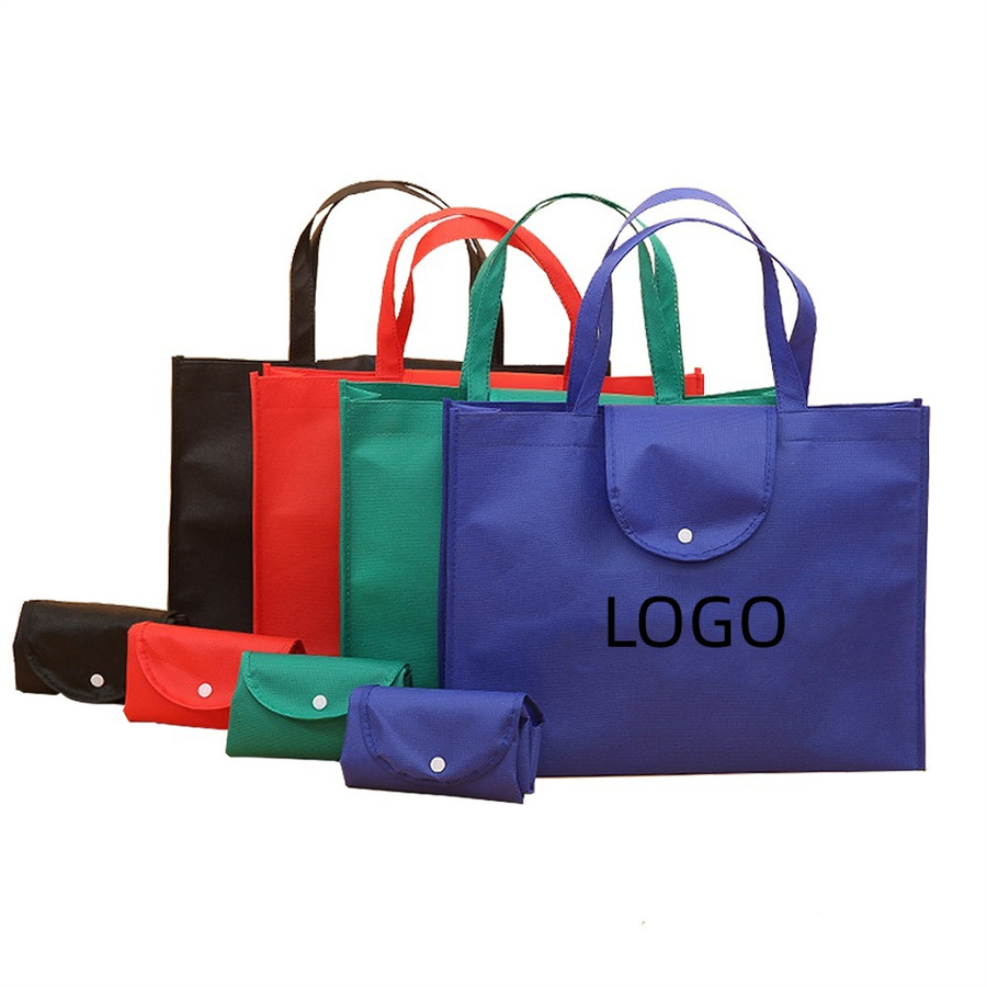 Foldable Non-Woven Tote Bag W/Snap