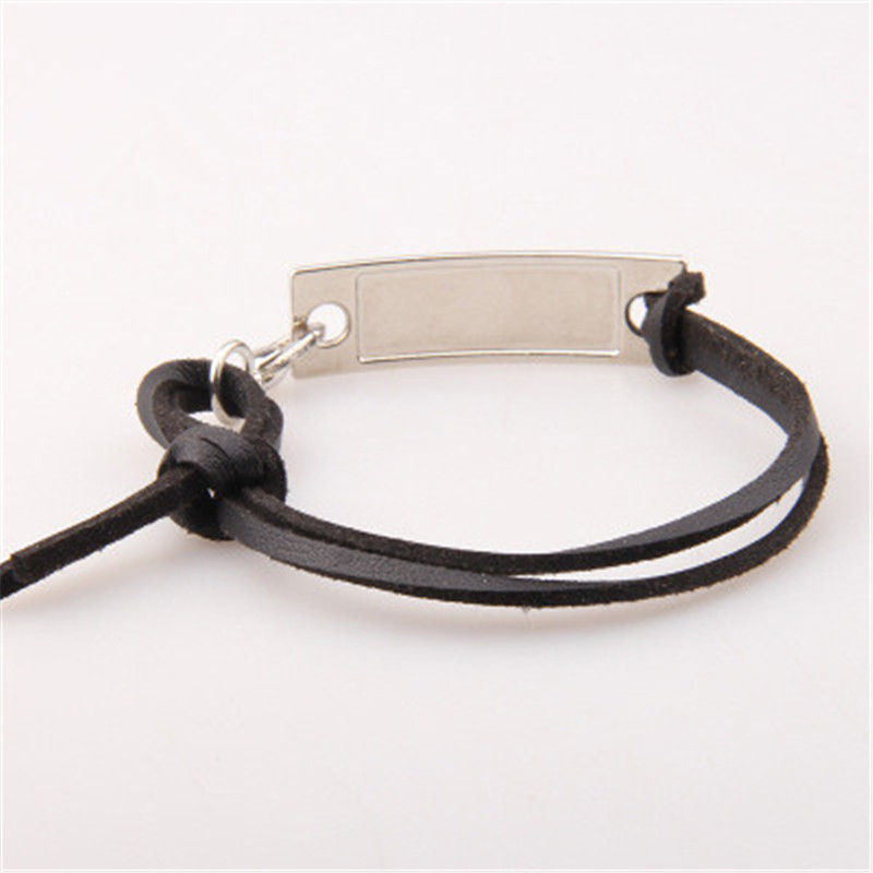 Leather Woven  Stainless Steel Bracelet