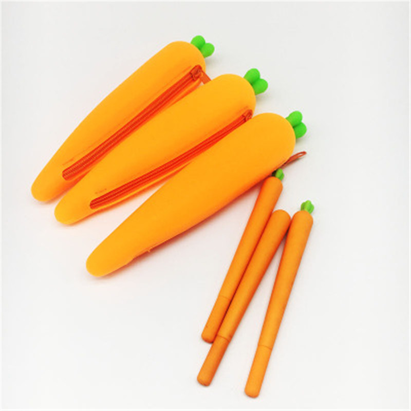 Carrot Shape Silicone Pencil Case