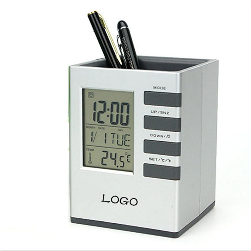 pen holder with clock