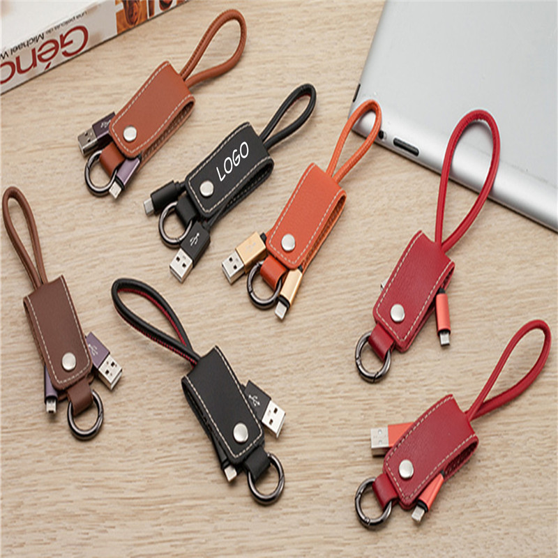 Leather Charging Cable with Keyring