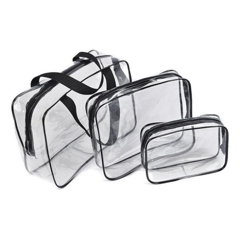 3 Piece Clear PVC Travel Cosmetic Wash Bag Factory directly 100pcs