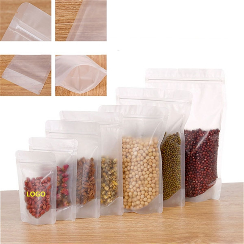 MOQ 100 pcs Stand Up Clear Packaging Bag