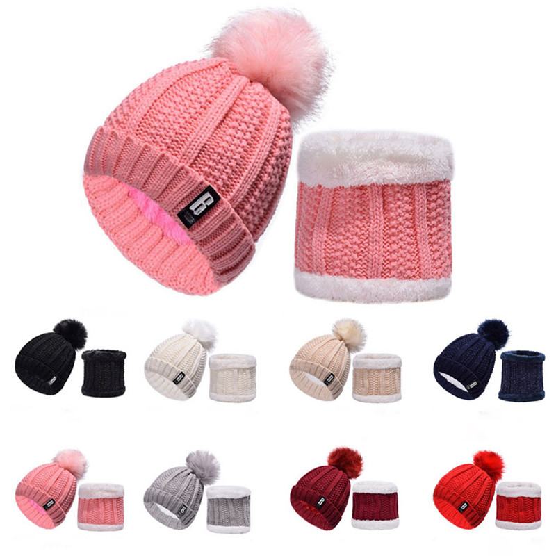 Women's Knitted Wool Hat And Scarf Set