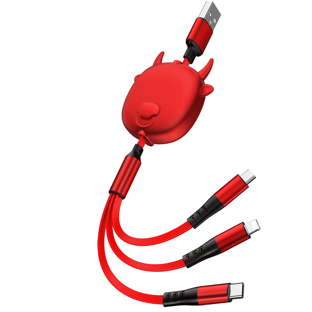 Bullhead Shape 3-IN-1 Charging Cable
