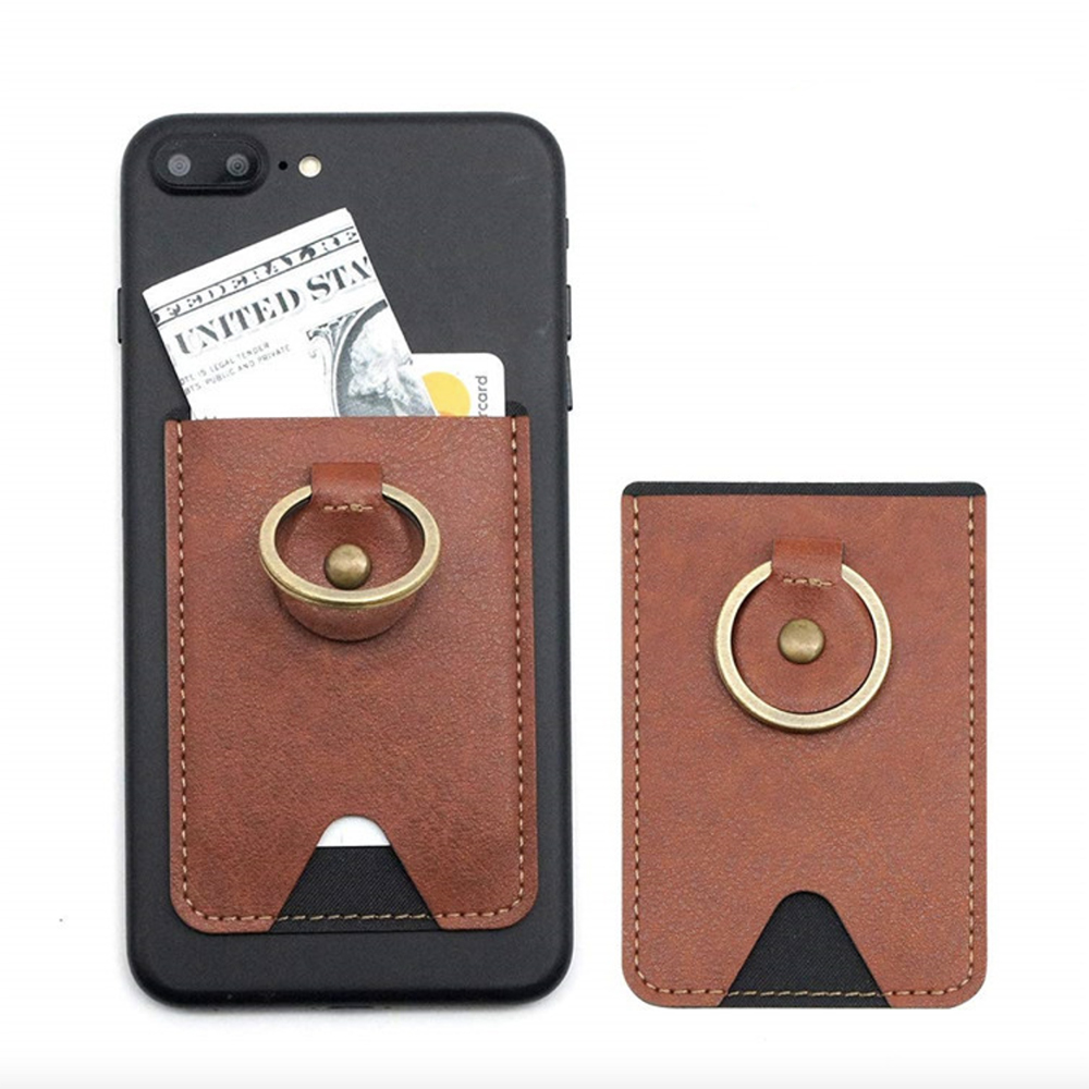 Leatherette Phone Card Holder with Ring Grip