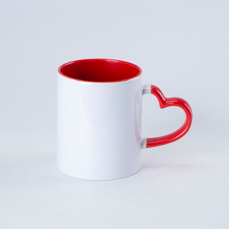 11 oz. Color-Inside Heart-Shaped Ceramic Mug