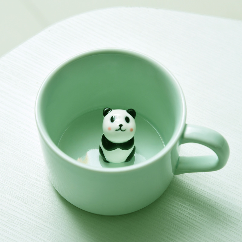 8 oz. Hand Painted Animal Ceramic Cup