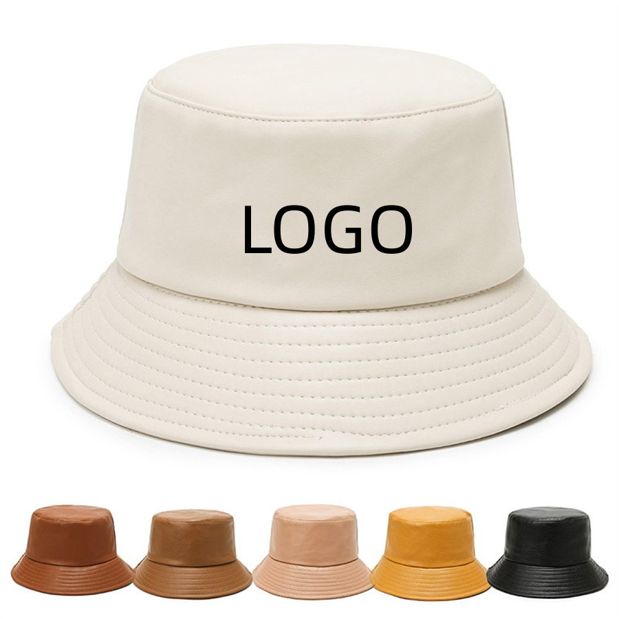 Solid Color Leather Fashion Basin Hat