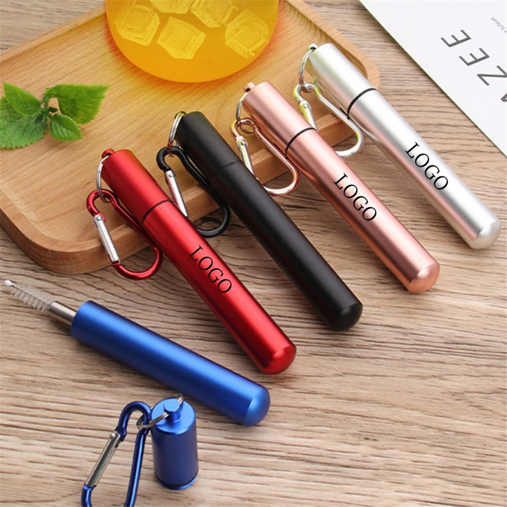 Stainless Steel Telescopic Straw Set  With Aluminum Case