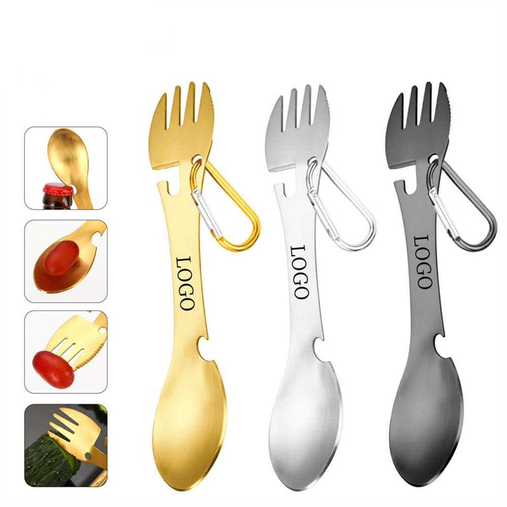 5 In 1 Stainless Steel Spoon W/Keychain