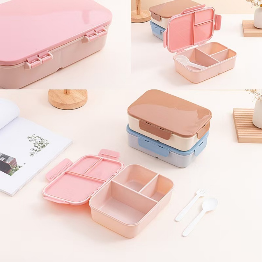 Flip-Top Plastic Compartment Lunch Box for Students and Office Workers 