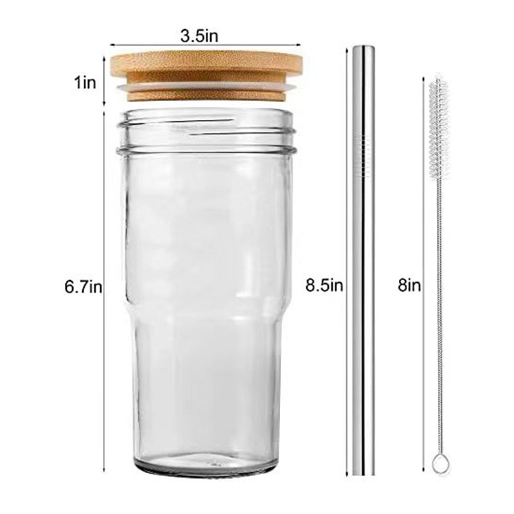 Glass Cup with Straw and Lid